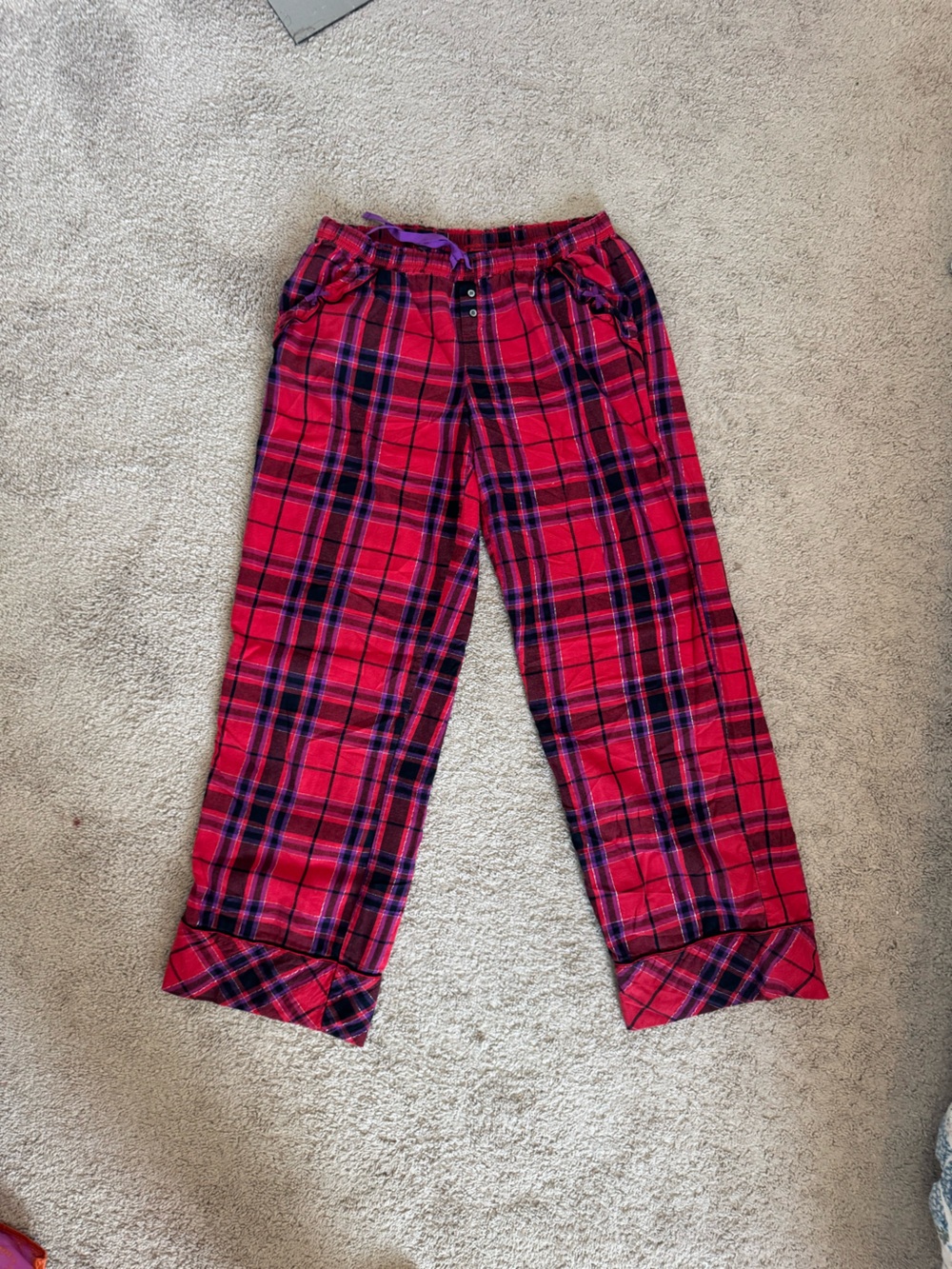 Victoria's Secret Red and Black Plaid Kids Pajama Pants